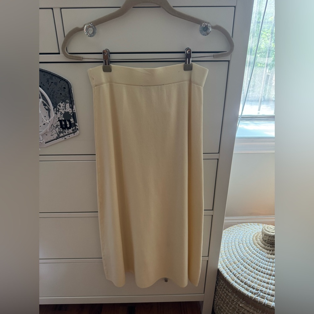 Zara Cream summer knit Midi Skirt